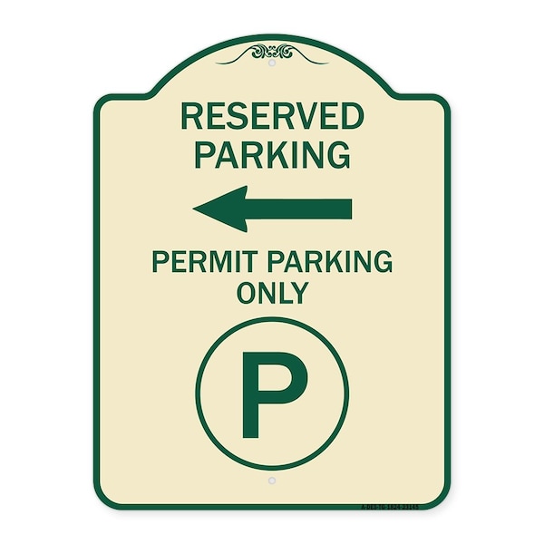 Signmission Reserved Parking Permit Parking with Symbol and Left Arrow Aluminum Sign, 24" x 18", TG-1824-23145 A-DES-TG-1824-23145 - main